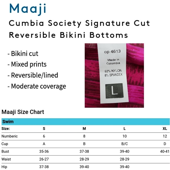 Maaji Cumbia bikini bottoms reversible NEW large - Picture 6 of 7